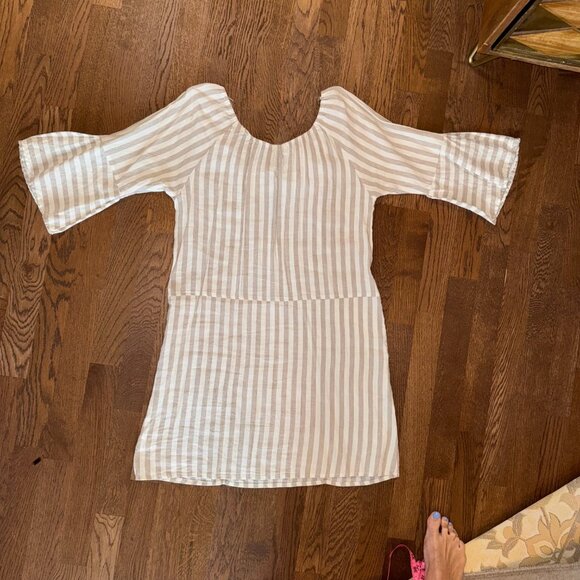 Free People Linen Folk Town Cream & White Striped Dress - Good condition, Size M - Picture 7 of 16